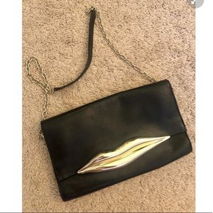 DVF Carolina Lips Leather Crossbody Chain/Clutch
